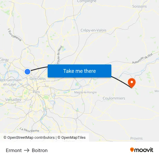 Ermont to Boitron map