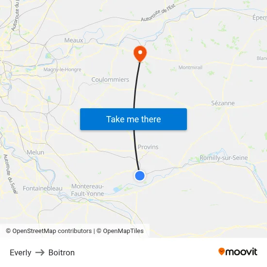 Everly to Boitron map