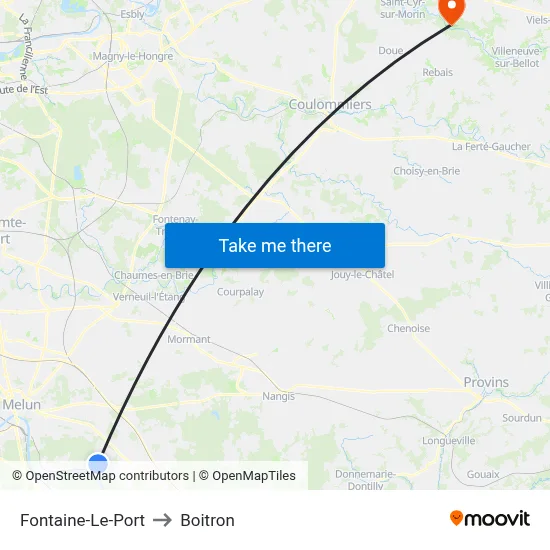 Fontaine-Le-Port to Boitron map