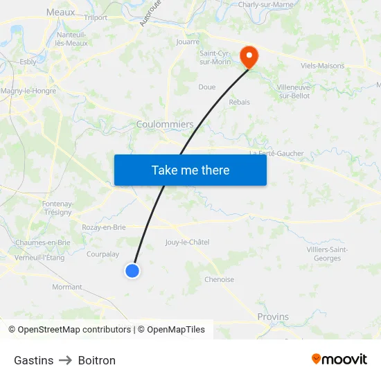 Gastins to Boitron map