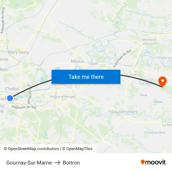 Gournay-Sur-Marne to Boitron map