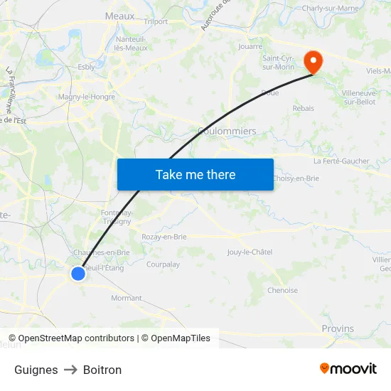 Guignes to Boitron map