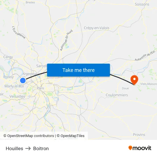 Houilles to Boitron map