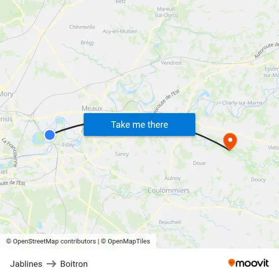 Jablines to Boitron map