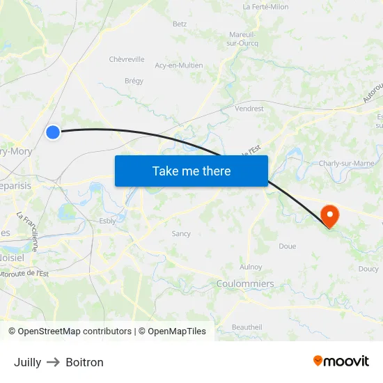 Juilly to Boitron map