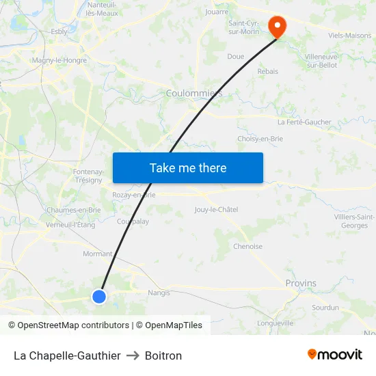 La Chapelle-Gauthier to Boitron map