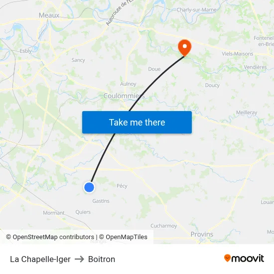 La Chapelle-Iger to Boitron map