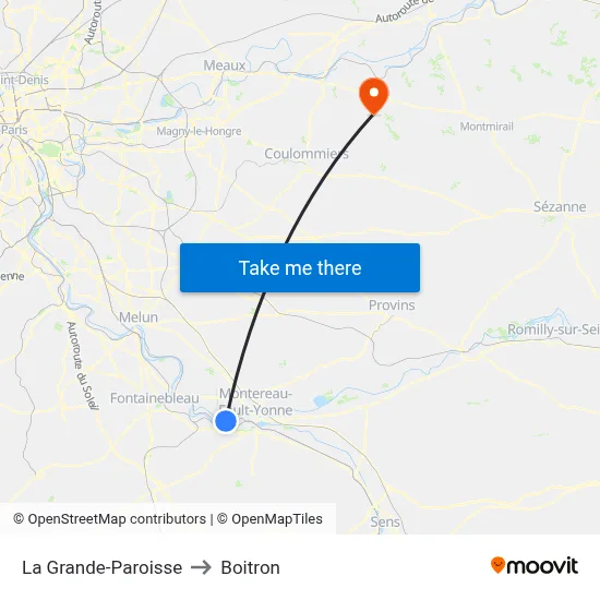 La Grande-Paroisse to Boitron map