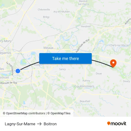 Lagny-Sur-Marne to Boitron map