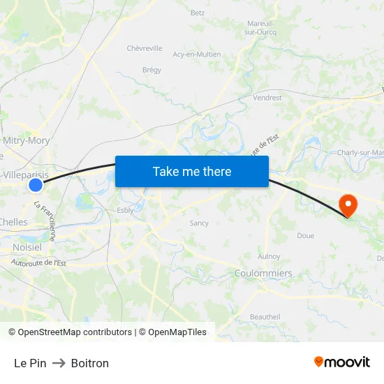 Le Pin to Boitron map