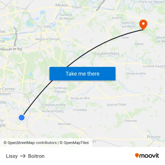 Lissy to Boitron map