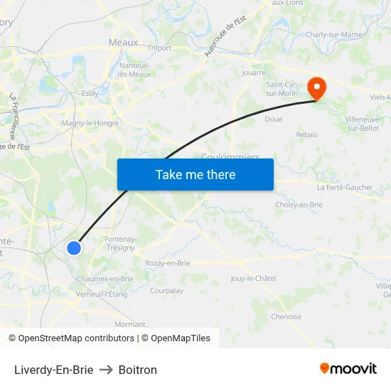 Liverdy-En-Brie to Boitron map