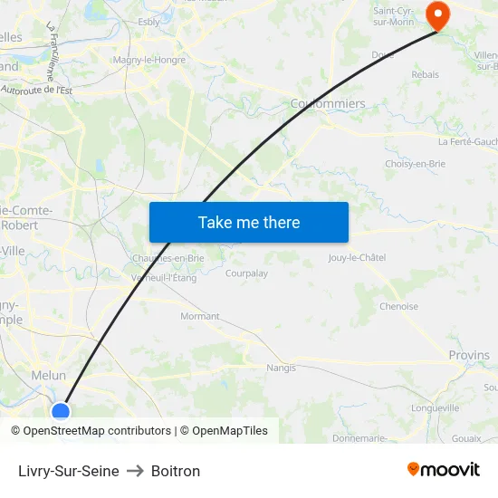 Livry-Sur-Seine to Boitron map