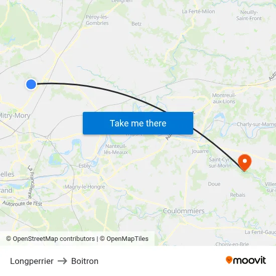 Longperrier to Boitron map