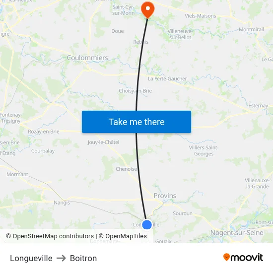 Longueville to Boitron map