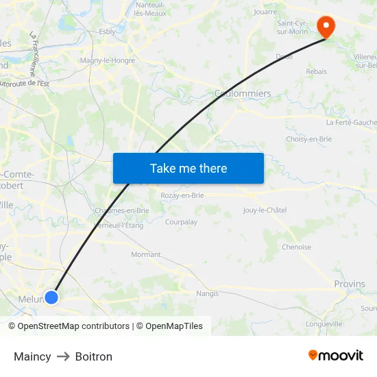 Maincy to Boitron map