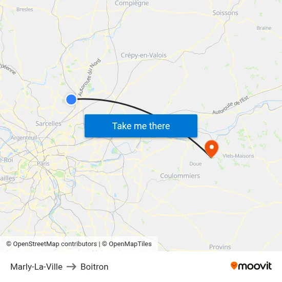 Marly-La-Ville to Boitron map
