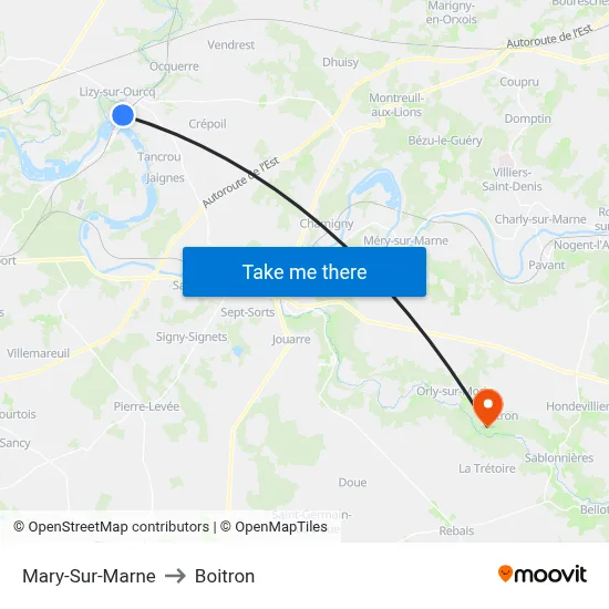 Mary-Sur-Marne to Boitron map