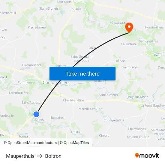 Mauperthuis to Boitron map