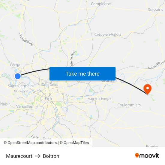 Maurecourt to Boitron map