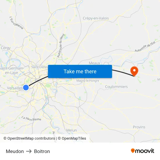 Meudon to Boitron map
