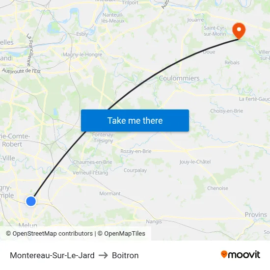 Montereau-Sur-Le-Jard to Boitron map