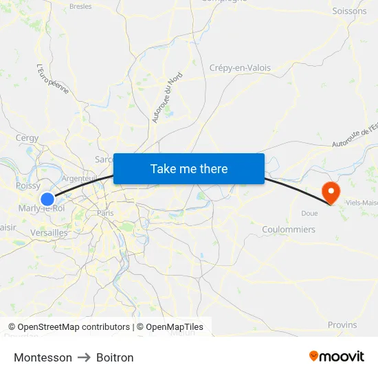 Montesson to Boitron map