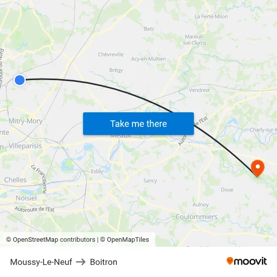 Moussy-Le-Neuf to Boitron map