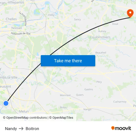 Nandy to Boitron map