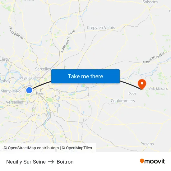 Neuilly-Sur-Seine to Boitron map
