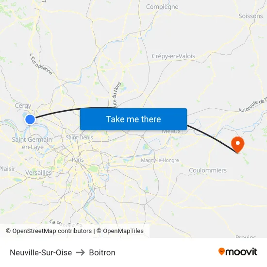Neuville-Sur-Oise to Boitron map