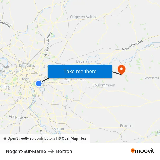 Nogent-Sur-Marne to Boitron map
