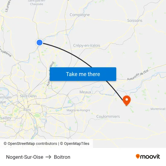 Nogent-Sur-Oise to Boitron map
