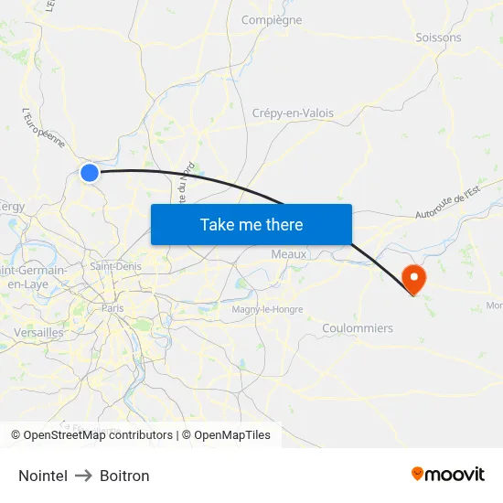 Nointel to Boitron map