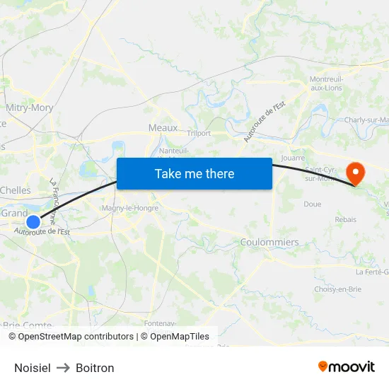 Noisiel to Boitron map