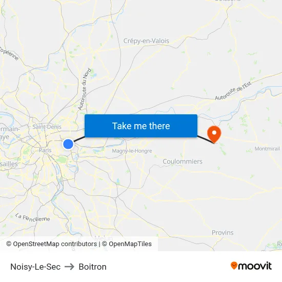 Noisy-Le-Sec to Boitron map