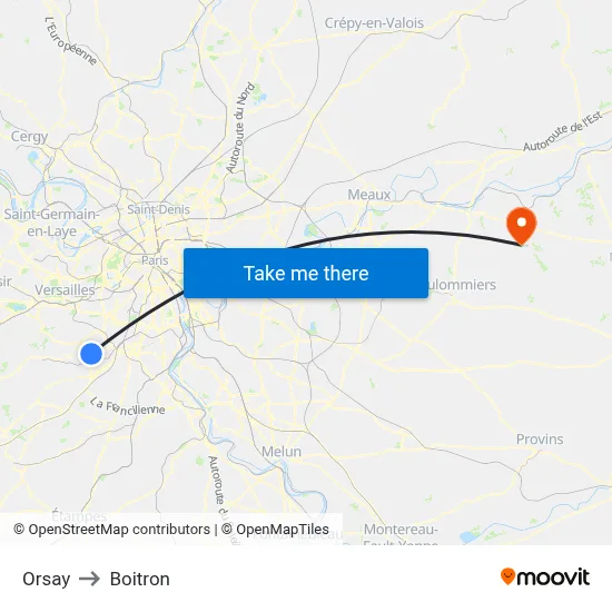Orsay to Boitron map