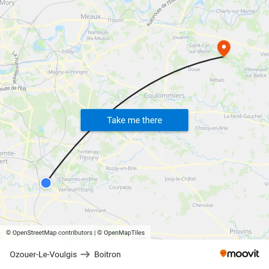 Ozouer-Le-Voulgis to Boitron map
