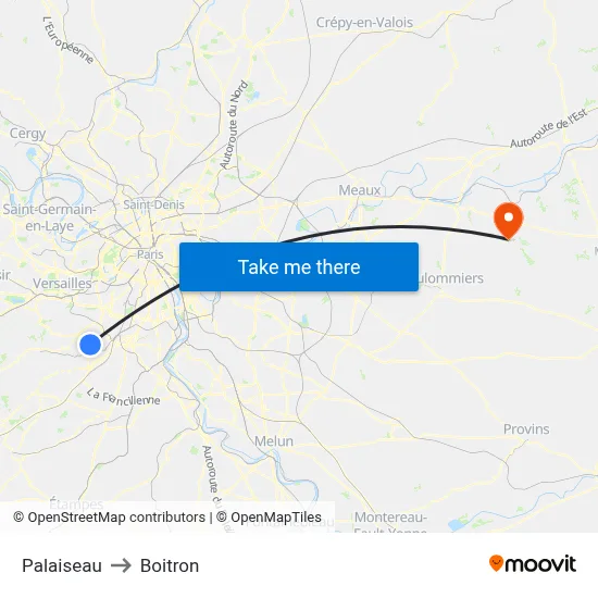 Palaiseau to Boitron map