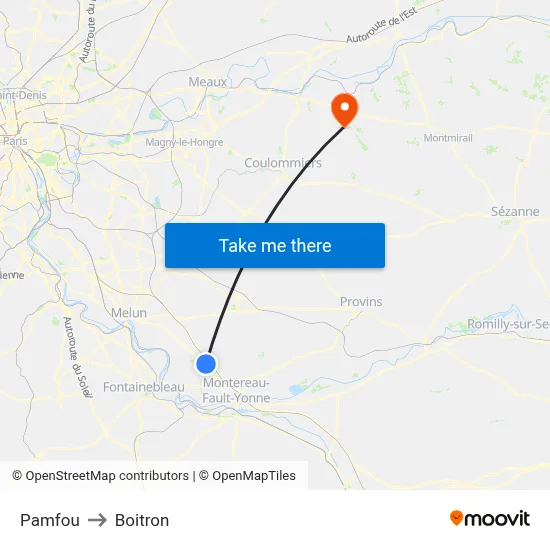 Pamfou to Boitron map