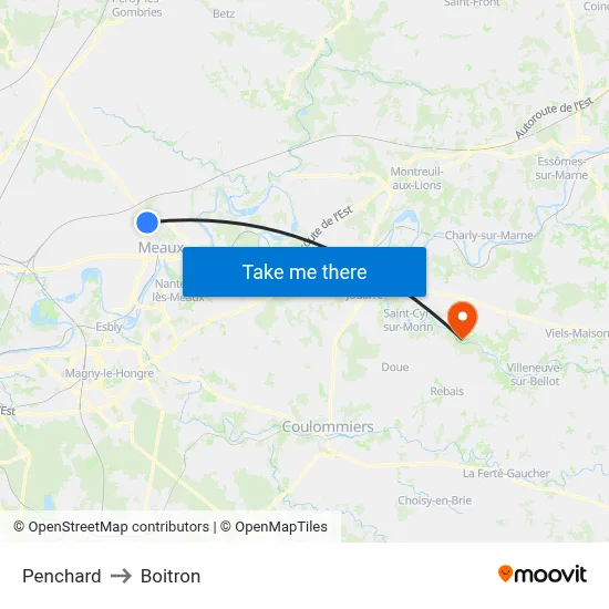 Penchard to Boitron map