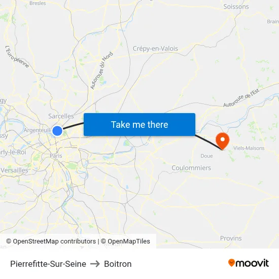 Pierrefitte-Sur-Seine to Boitron map
