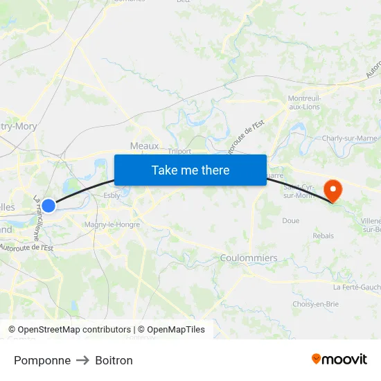 Pomponne to Boitron map