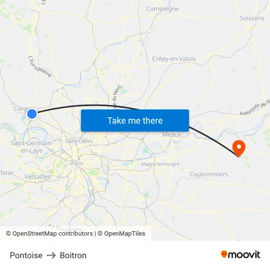 Pontoise to Boitron map