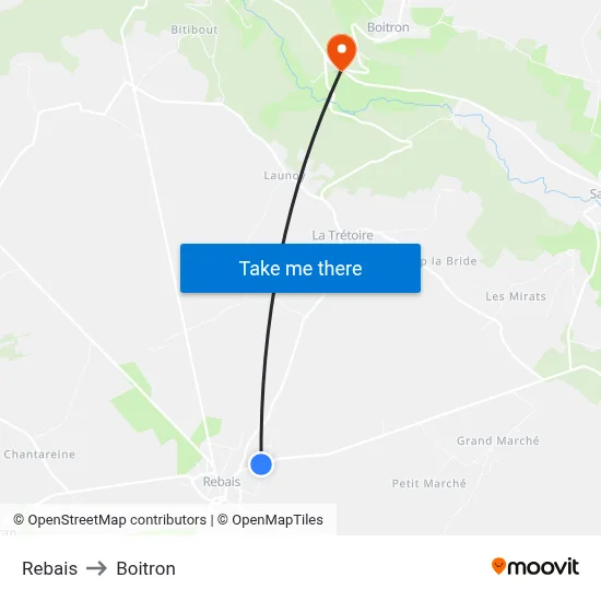 Rebais to Boitron map