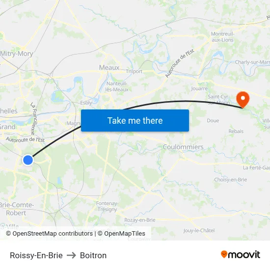 Roissy-En-Brie to Boitron map