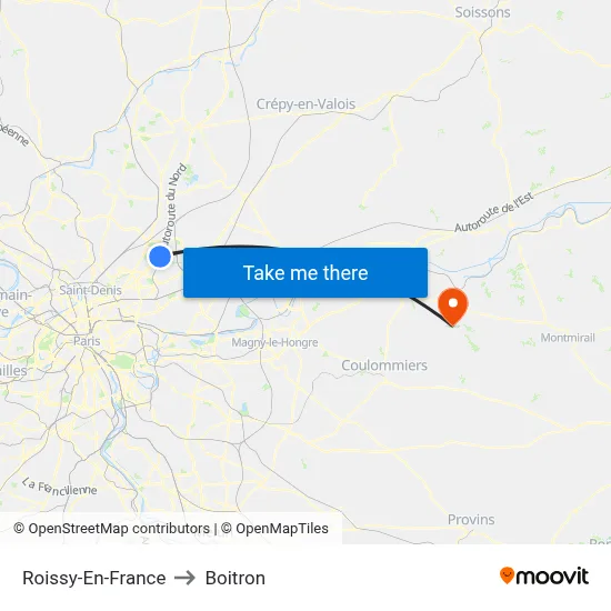 Roissy-En-France to Boitron map