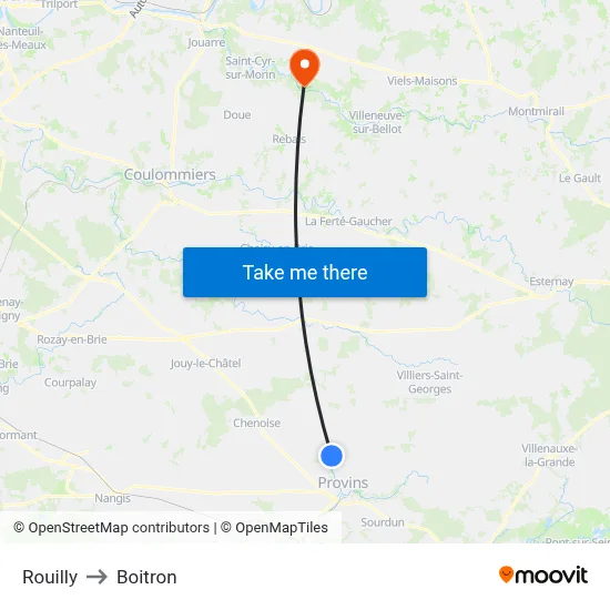Rouilly to Boitron map