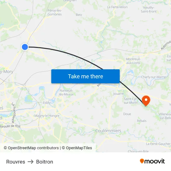 Rouvres to Boitron map
