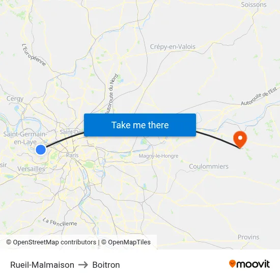Rueil-Malmaison to Boitron map